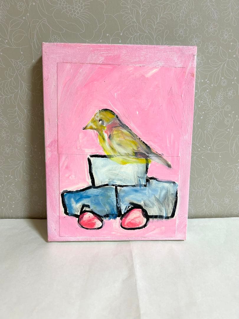 エディ・ドミニク・デュビアン　鳥と車　原画　キャンバスアート　エイチピーデコ