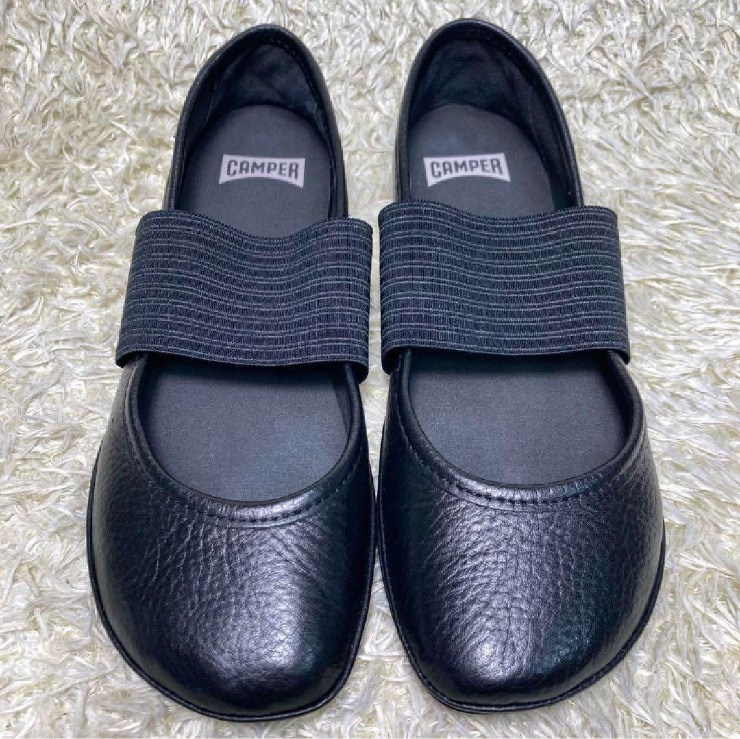 『未使用級』カンペール　ライトニナ　バレエシューズ フラット ブラック　レザー