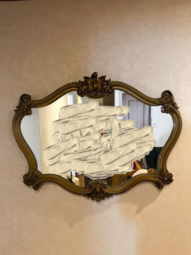 アンティーク クラシックオーバル型壁掛け鏡 ゴールド