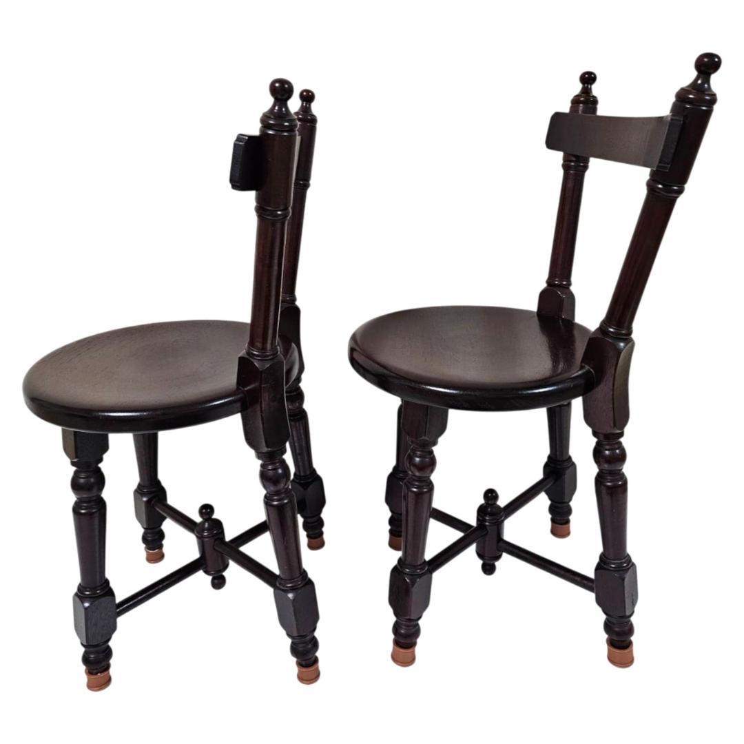 【現状渡し】九州民芸家具 南京小椅子 丸座 2脚セット① ろくろ脚 イス いす