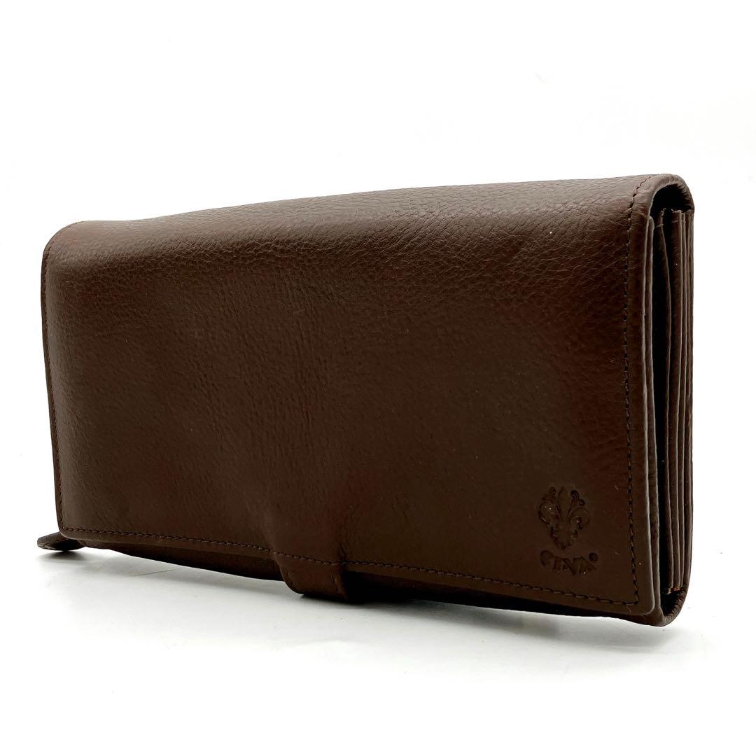 極美品【CI-VA】長財布　ロゴ型押し　レザー　ダークブラウン