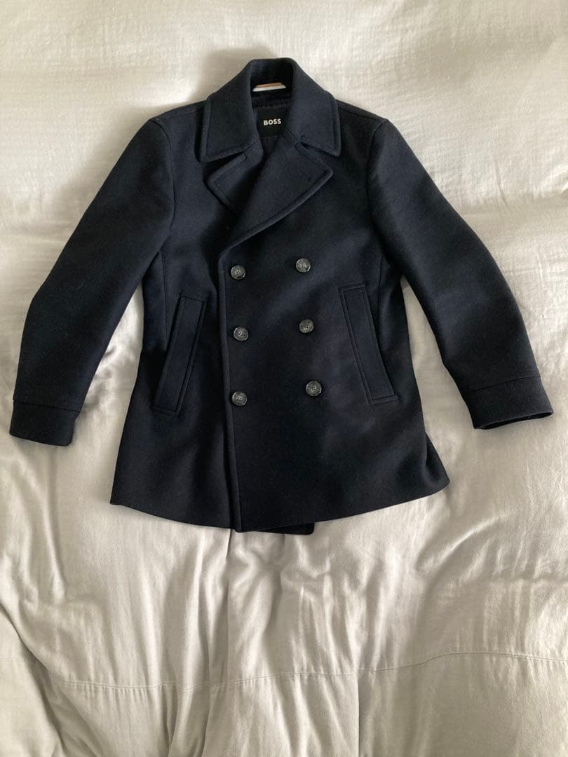 BOSS ネイビー ピーコート ウールコートM サイズ
