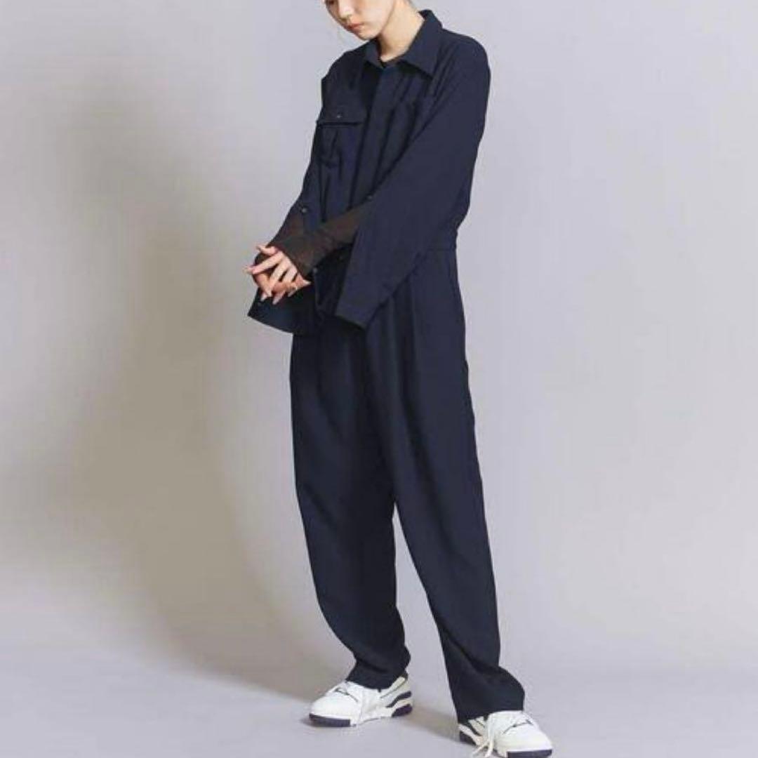 【WEB限定】ポリエステルツイル ワークジャンプスーツ -ウォッシャブル-