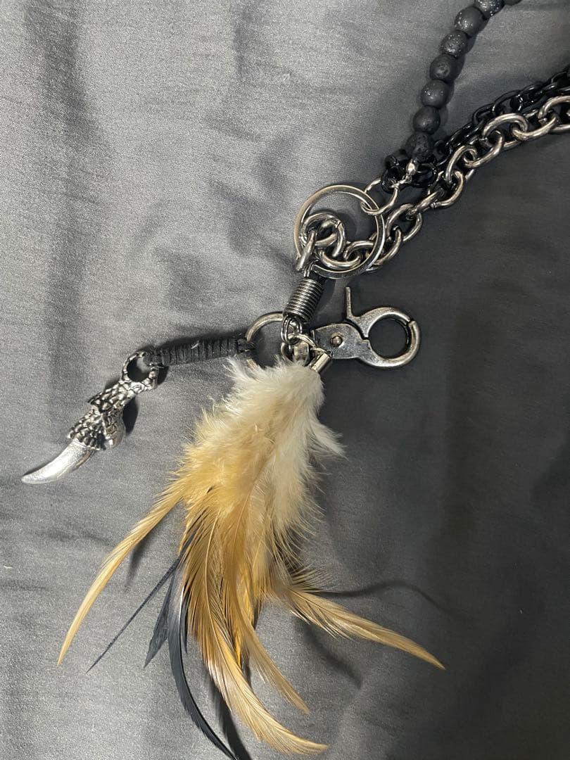 00s y2k ハンドメイドフェザークロスウォレットチェーン vkei