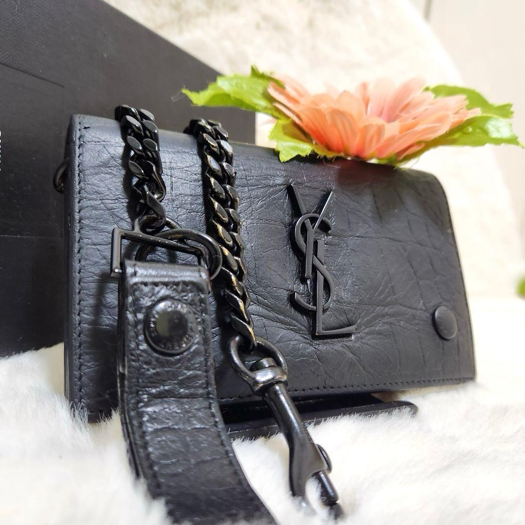 ✨希少　付属品完備✨サンローラン　長財布　チェーンウォレット　クロコ　カサンドラ