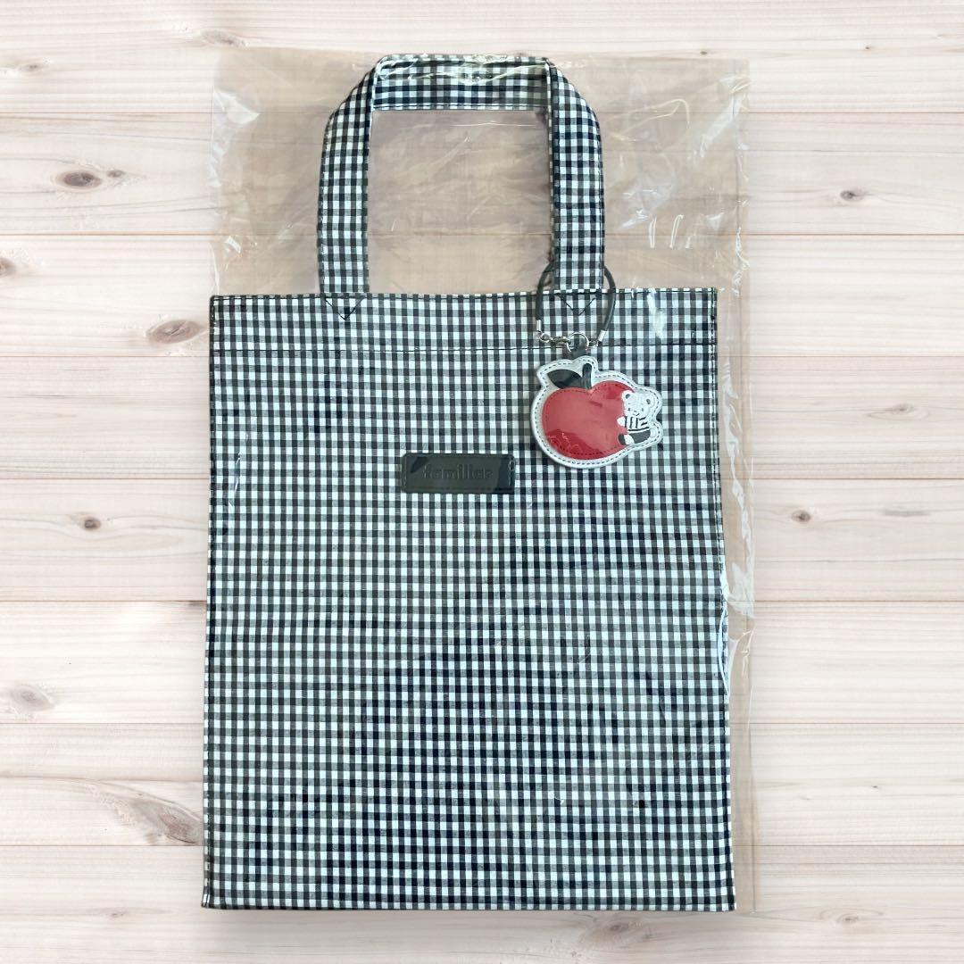 【新品】ファミリア ギンガムチェック トートバッグ ブラック
