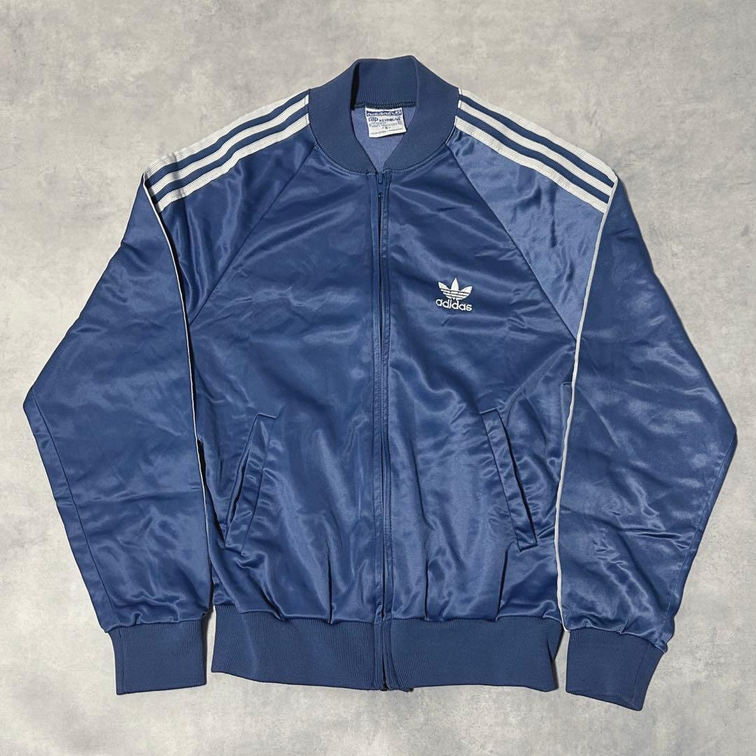 80s adidas ATP トラックジャケット ジャージ ブルーグレー 状態良