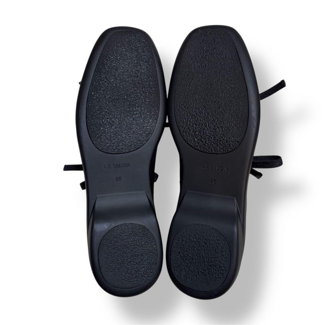 美品✨ LE TALON ルタロン Lダブルリボン バレリーナ フラットシューズ