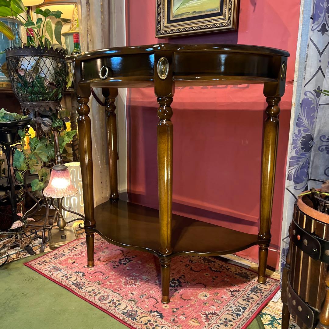 りおりおアンティークPT ハーフラウンドアクセントコンソールキャビネット