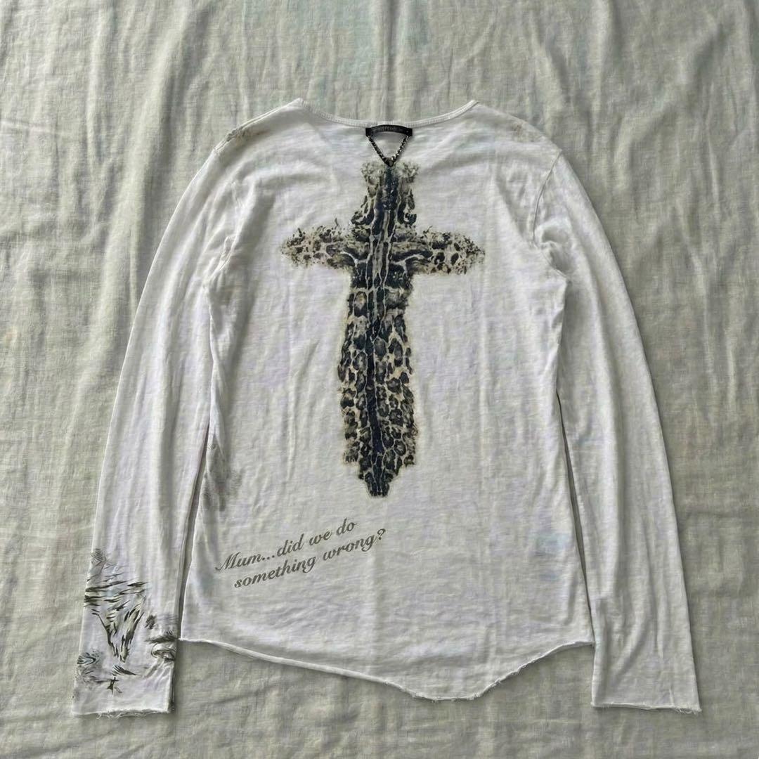 トップス 14th addiction leopard back cross long T