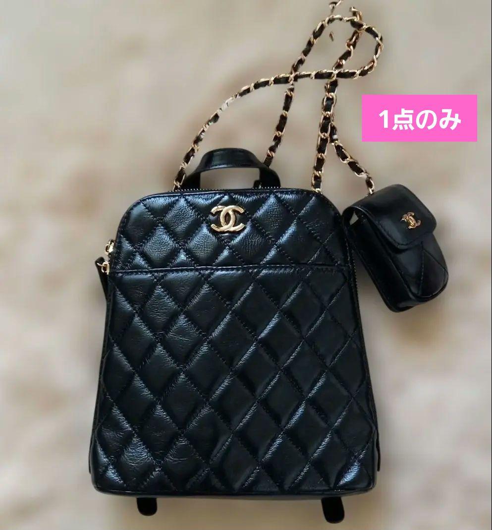 シャネル ♡ノベルティ ♡ブラック リュック バッグ ♡チェーン♡ミニバッグ付
