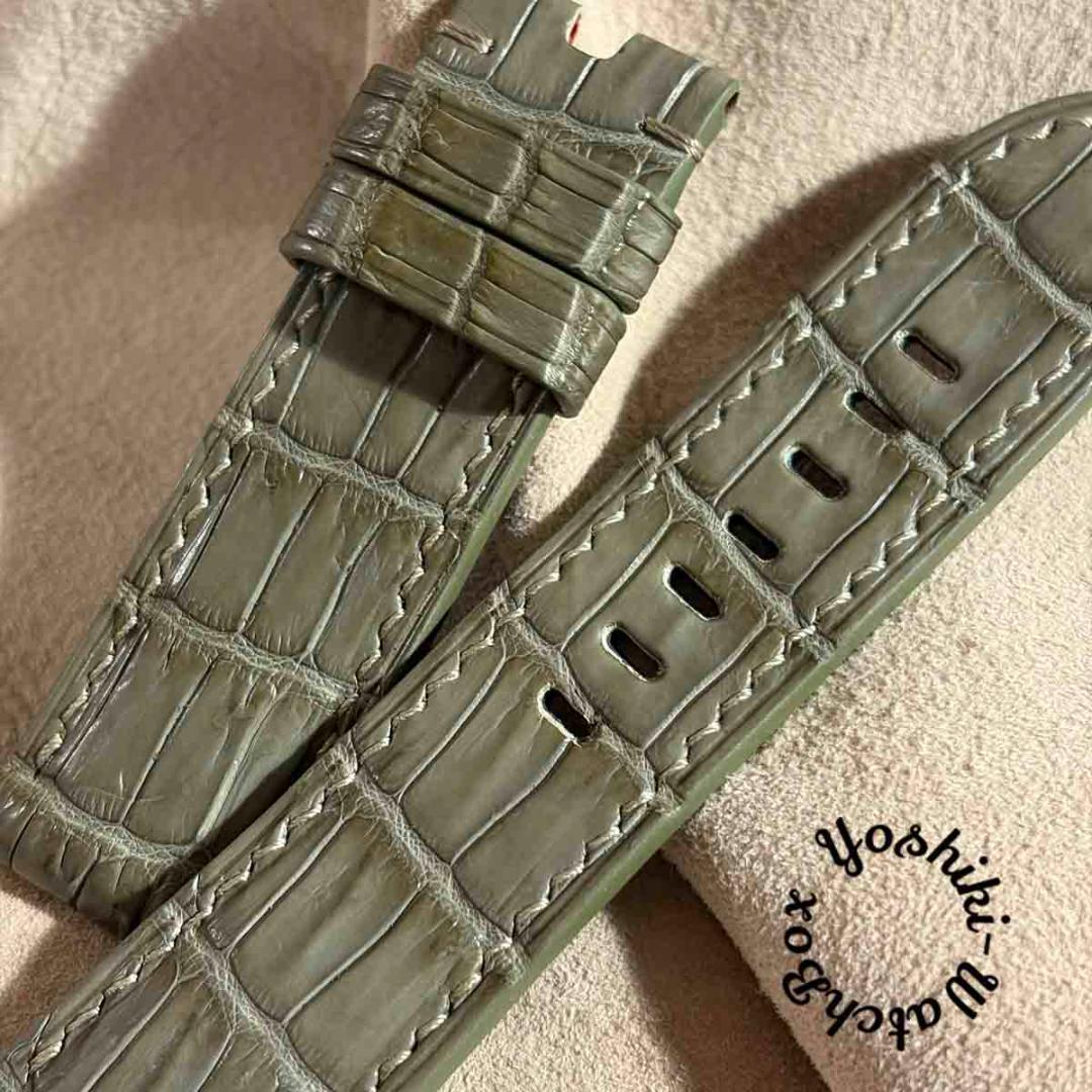 cro-1973 クロコダイル 腕時計ベルト オリーブ ラグ幅24mm