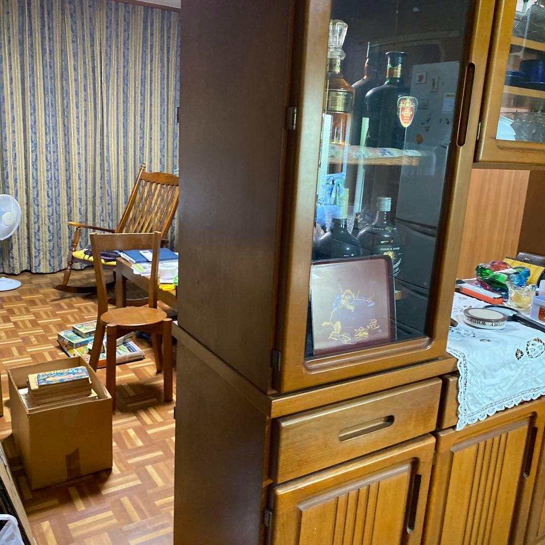 ［ばっぽ］食器棚 ガラス扉付き　昭和レトロ　アンティーク