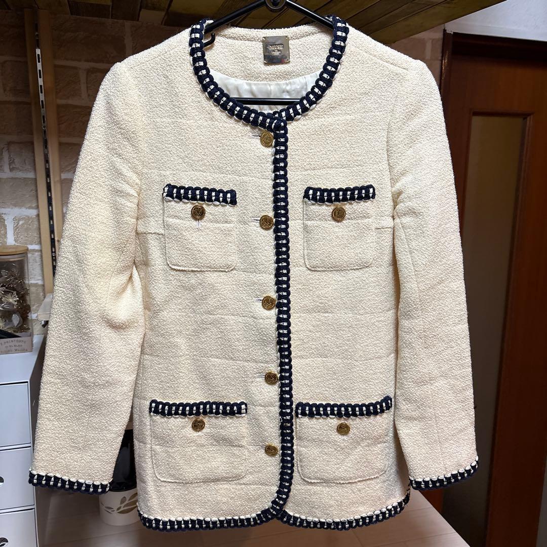 ミューズドゥーズィエムクラス 金ボタン ウールツイードジャケット 36
