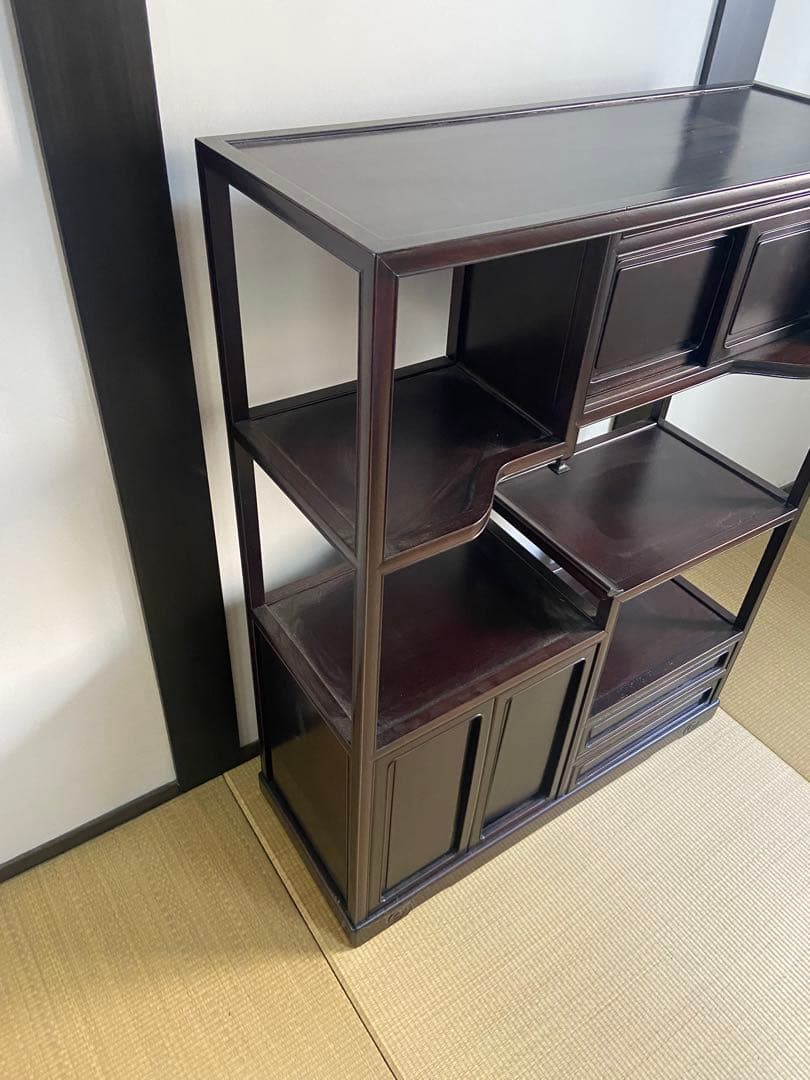 高級　茶箪笥 和家具 茶棚 飾り棚 煎茶道具 唐木 ①