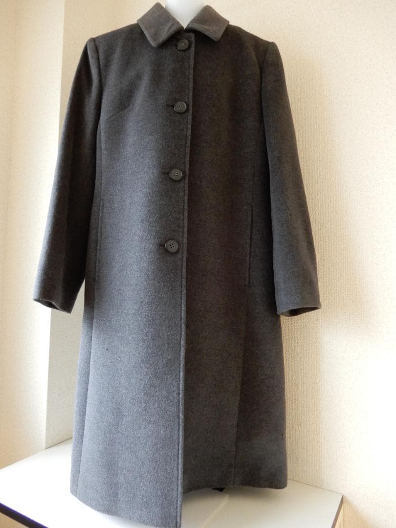 モンリーラス☆ステンカラーコートMサイズ(ブルーフォックス襟付き)グレー