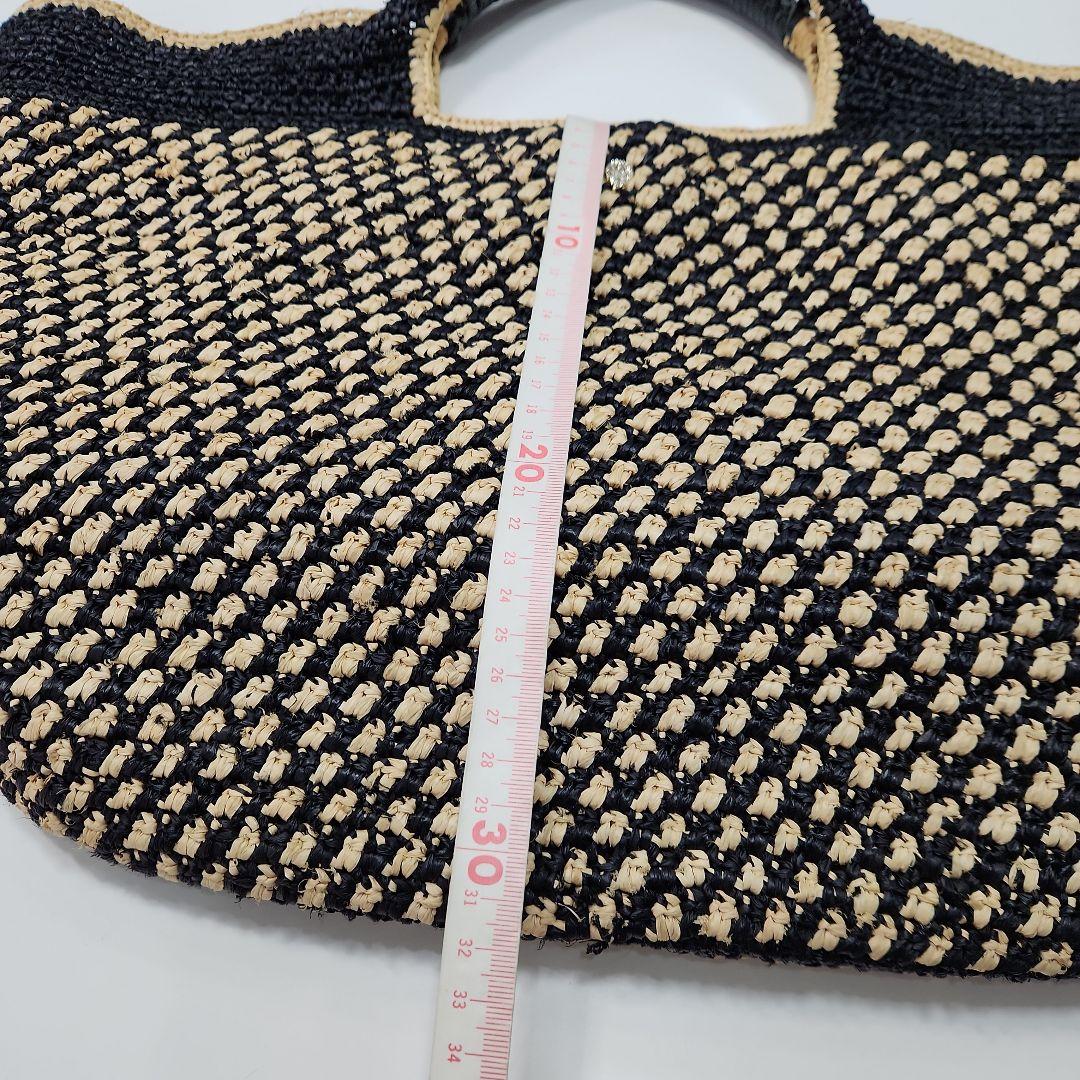 ヘレンカミンスキー　ラフィアバッグ 黒×ベージュ