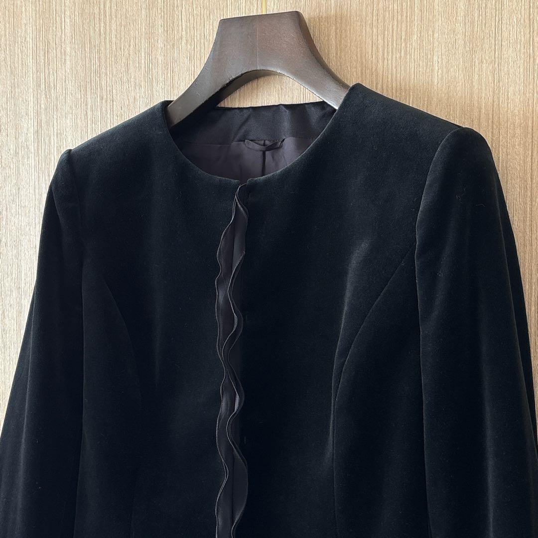 【1296】アナイ　ベロアクルージャケット　36 黒　フォーマル
