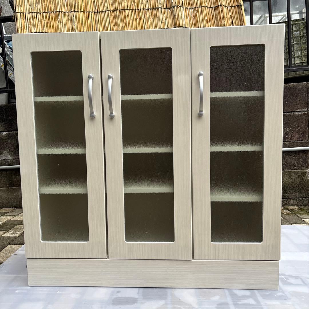 ぼん家具 食器棚 ロータイプ カップボード キッチン収納 ホワイト