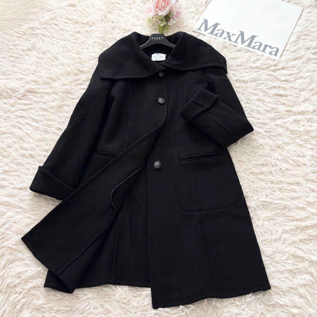 Max&Co クチートアマーノ　大きいサイズ　カシミヤ混ロングコート　黒　44