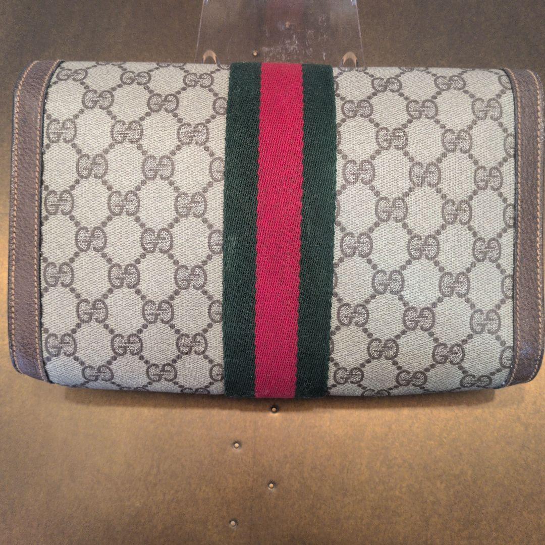 GUCCI シェリーライン GG クラッチバッグ ブラウン レザー ロゴ