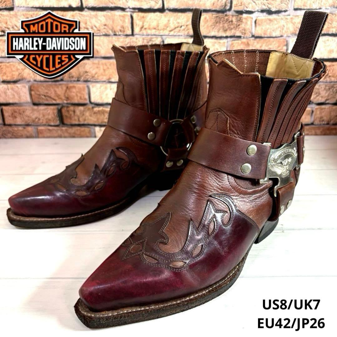 HARLEY-DAVIDSON■ウエスタンブーツ✨リング サイドゴア スチール
