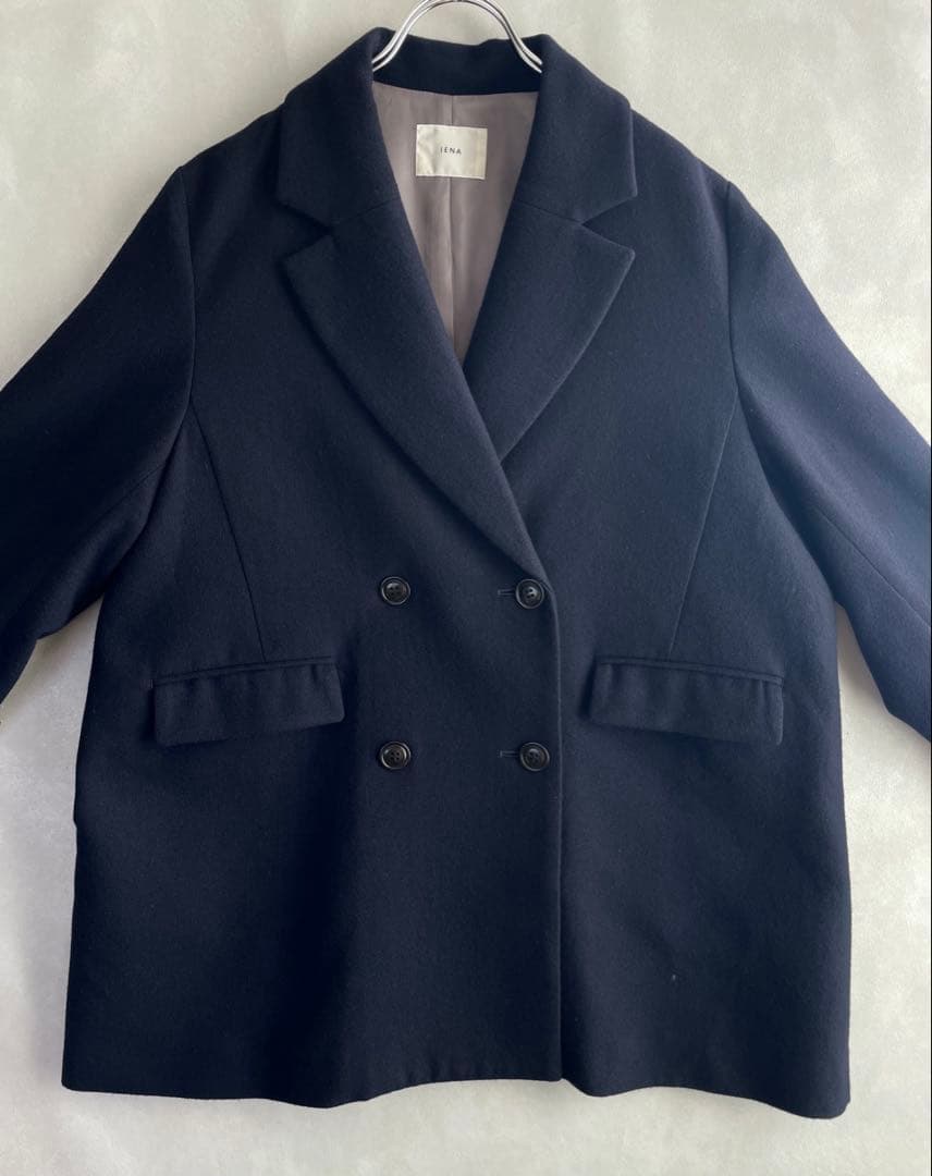 美品✨イエナ　22AW ダブルブレストジャケットコート　紺　38 オーバーサイズ