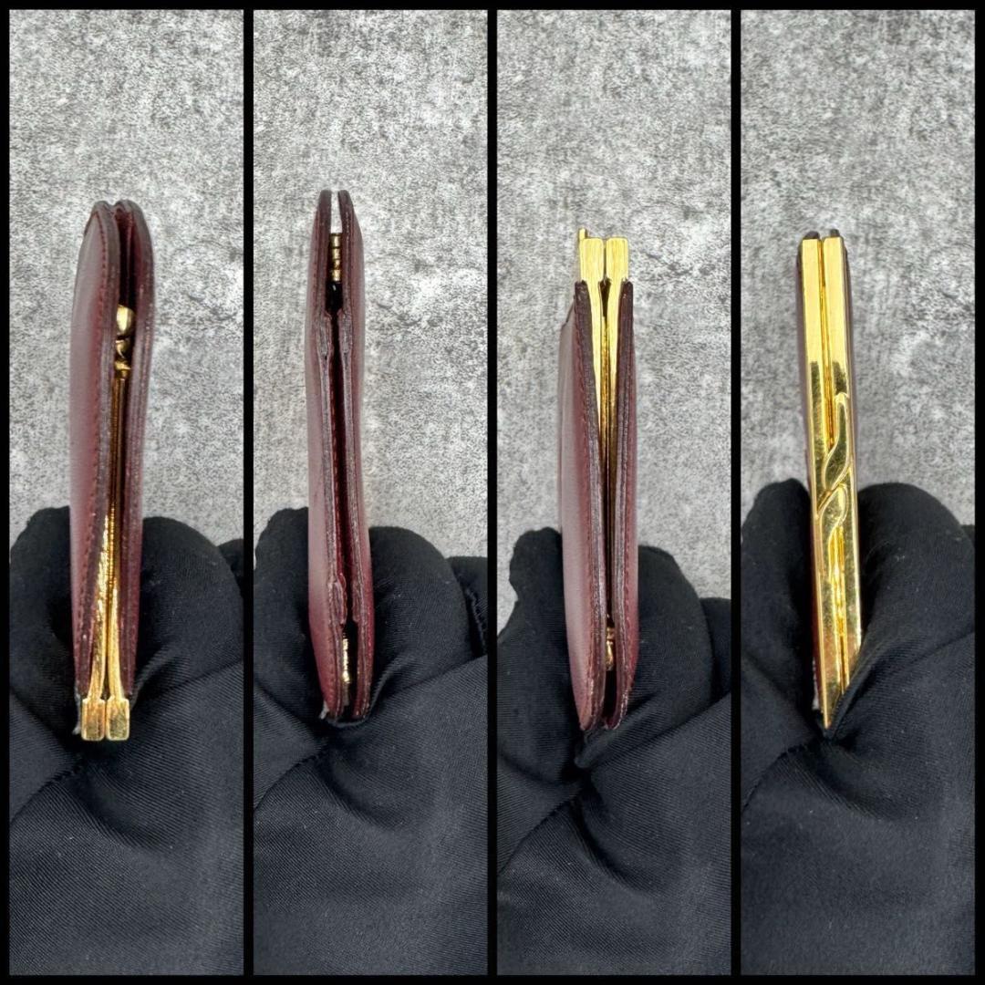 極美品　カルティエ マストライン がま口 ケース　ボルドー　ゴールド金具