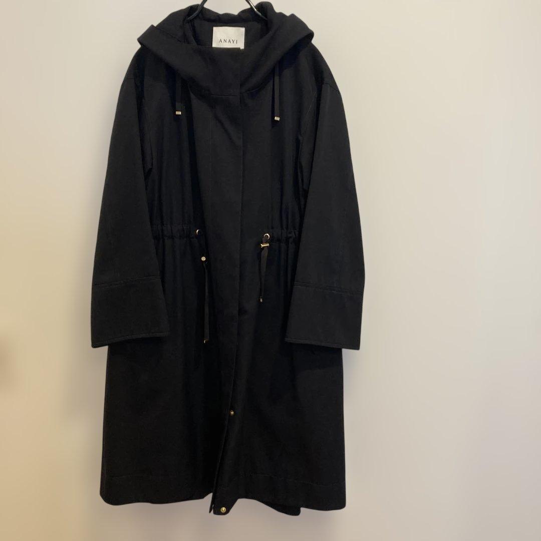 m*i様 ANAYI ブラック フード、ライナー付きミドル丈コート　36