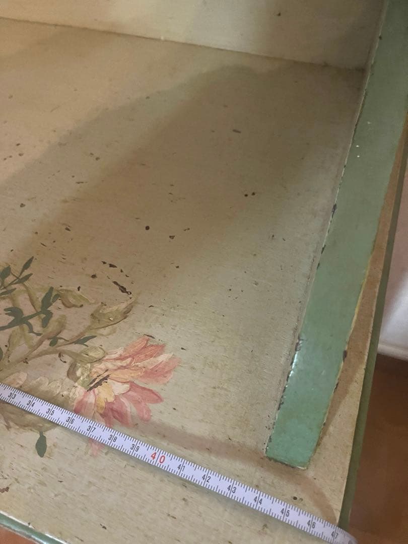 アンティーク　サイドテーブル　お花柄　ペイント