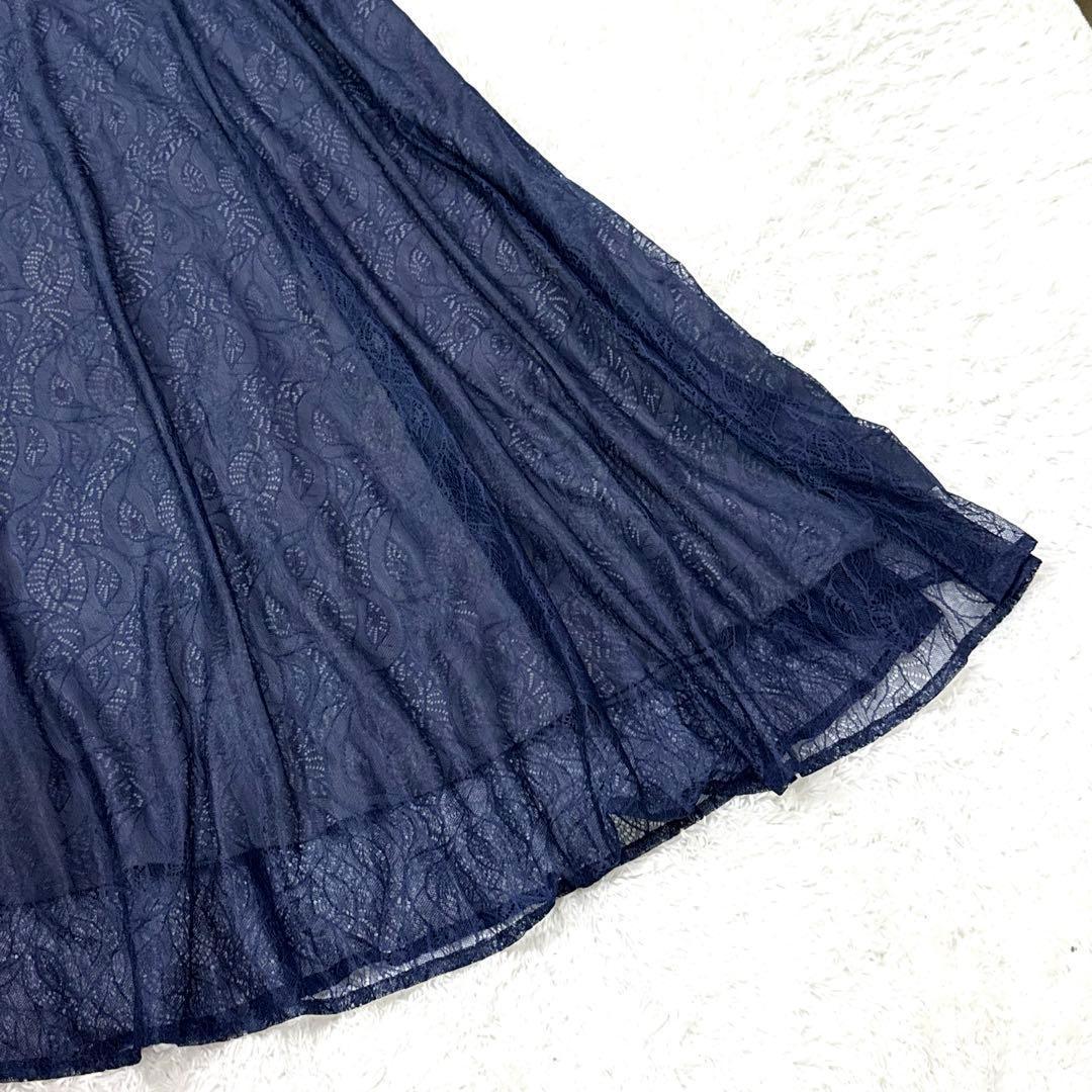 【極美品】Leja ウエストマークパフスリーブ総レースロングドレスワンピース