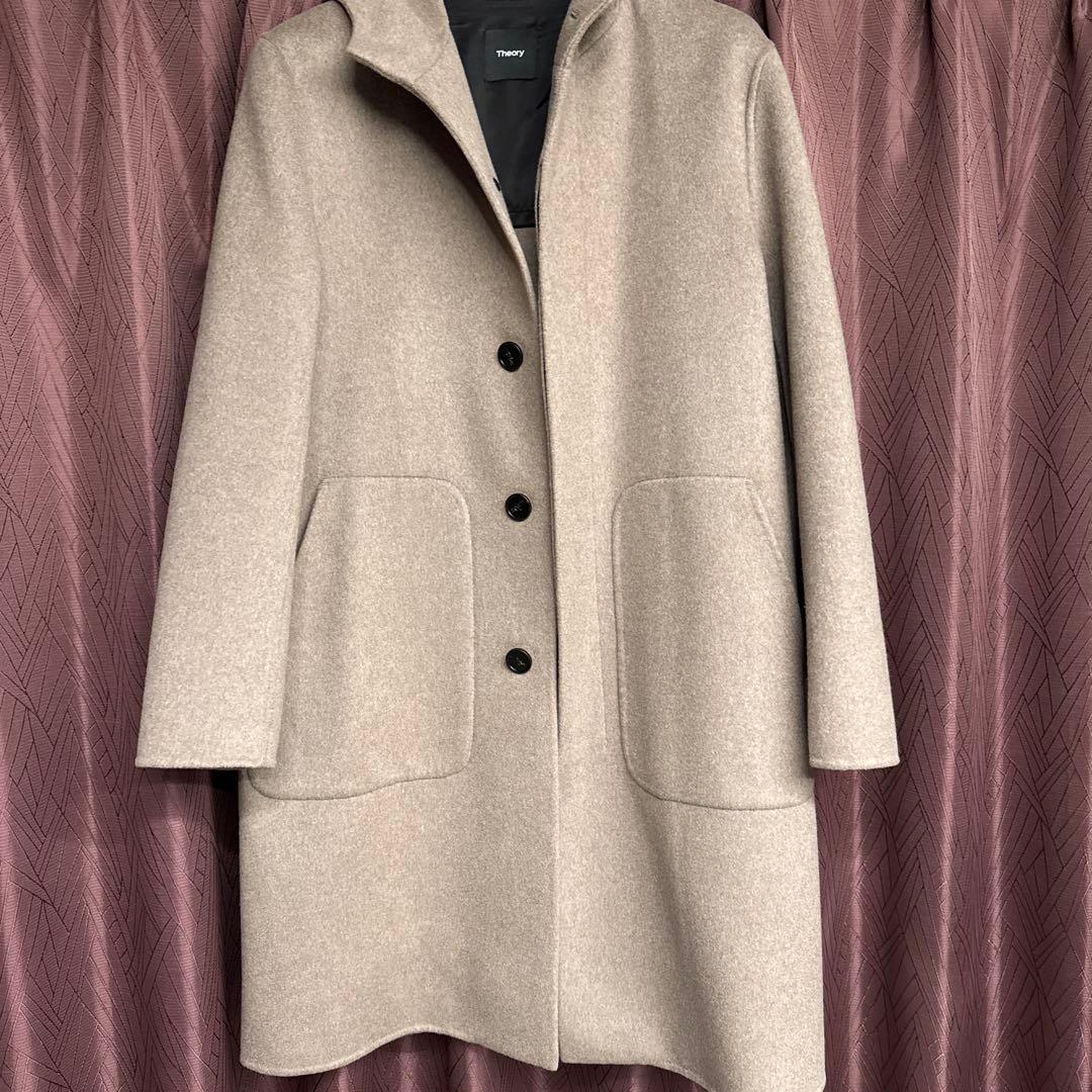 美品Theory セオリー　メンズウールコート　フーディ　カシミヤ混　Sサイズ