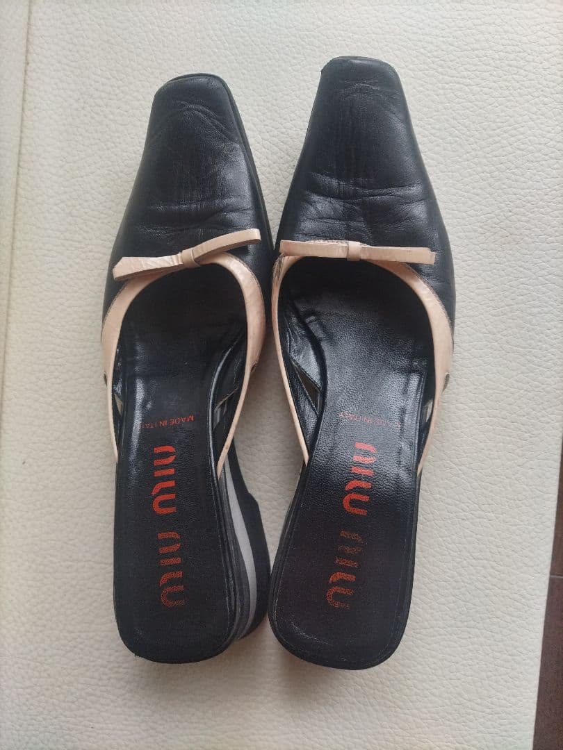 MIU MIU レザーオープントウミュール サイズ37