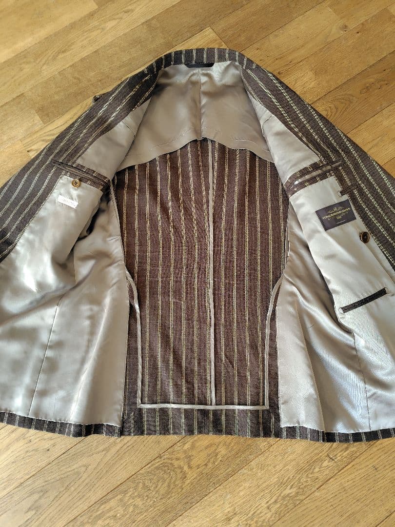 ZERBINOオーダースーツタブルブラウンストライプ