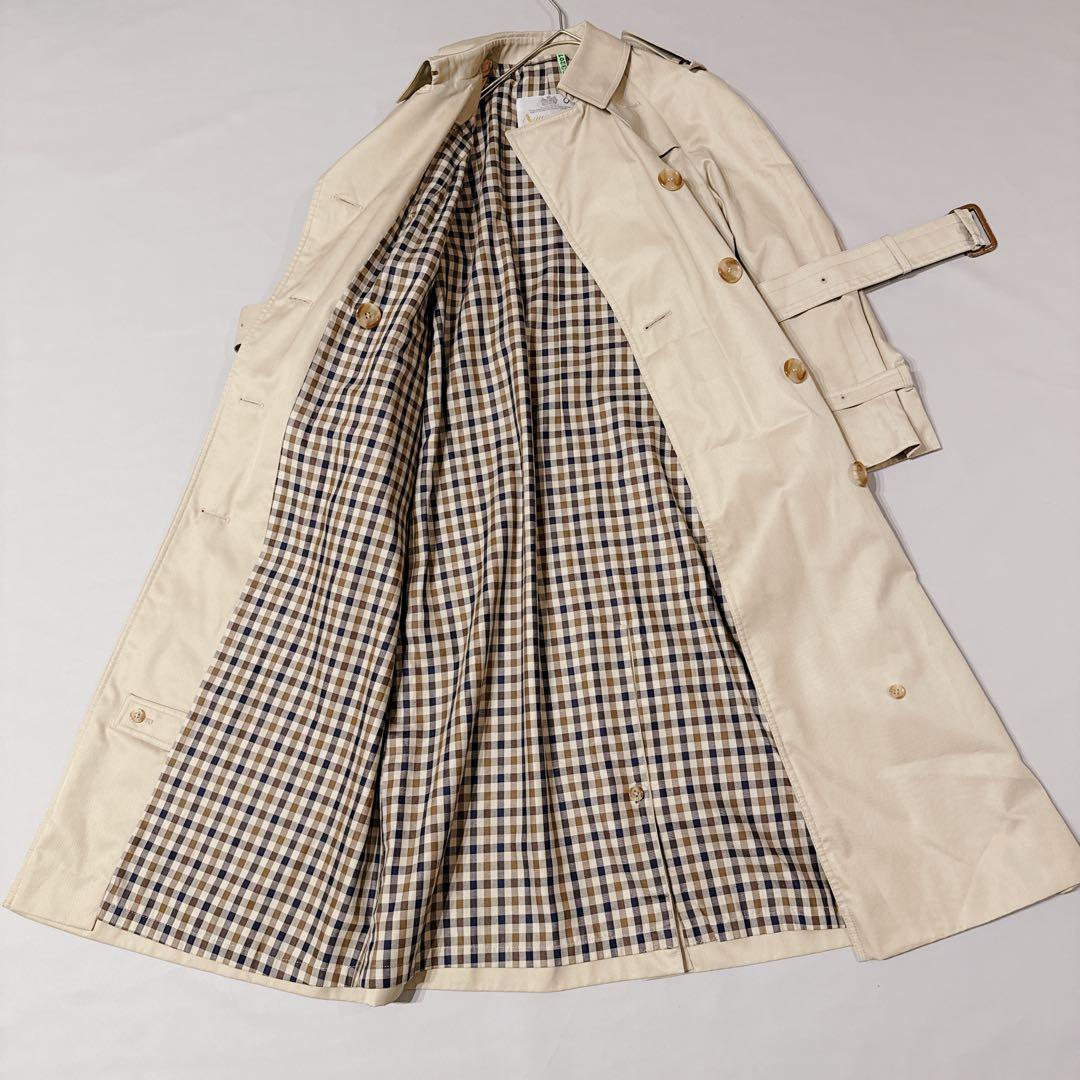 美品 アクアスキュータム トレンチコート ヴィンテージ クラブチェック マキシ丈