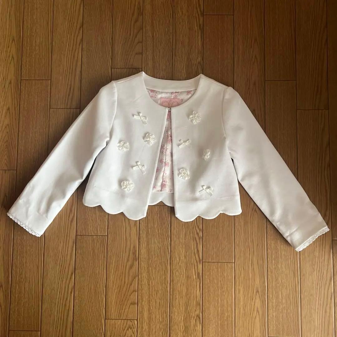 メゾピアノ　花モチーフ裾スカラップジャケット