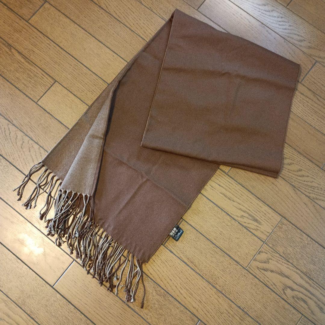 Paul Stuart ブラウン マフラー 美品 カシミヤ シルク