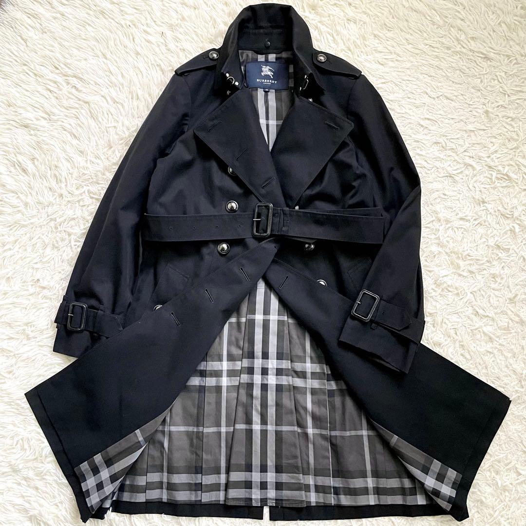 希少44サイズ　バーバリーロンドン　トレンチコート　黒　ナポレオンコート　極美品