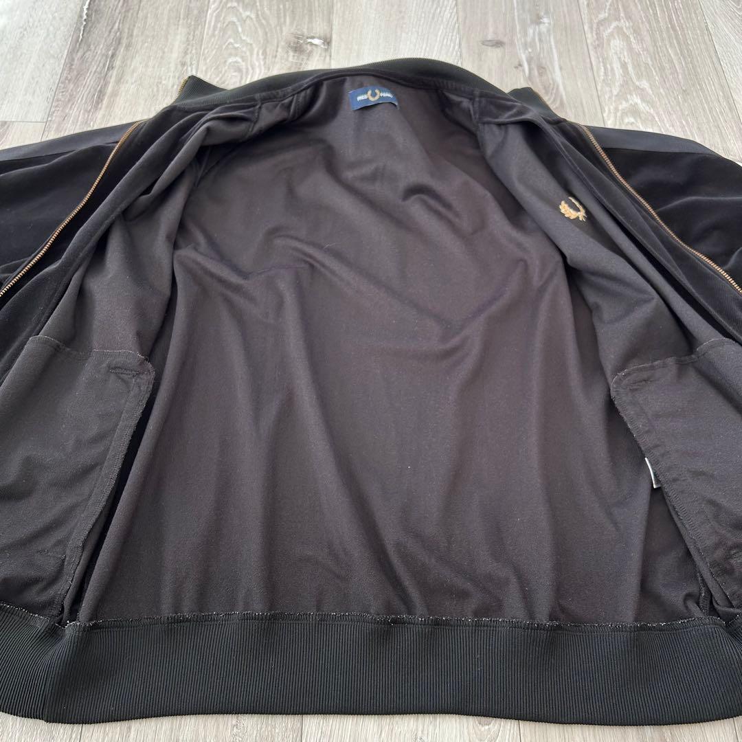 FRED PERRY ベロア ベルベット トラックジャケット ジャージ M 黒金