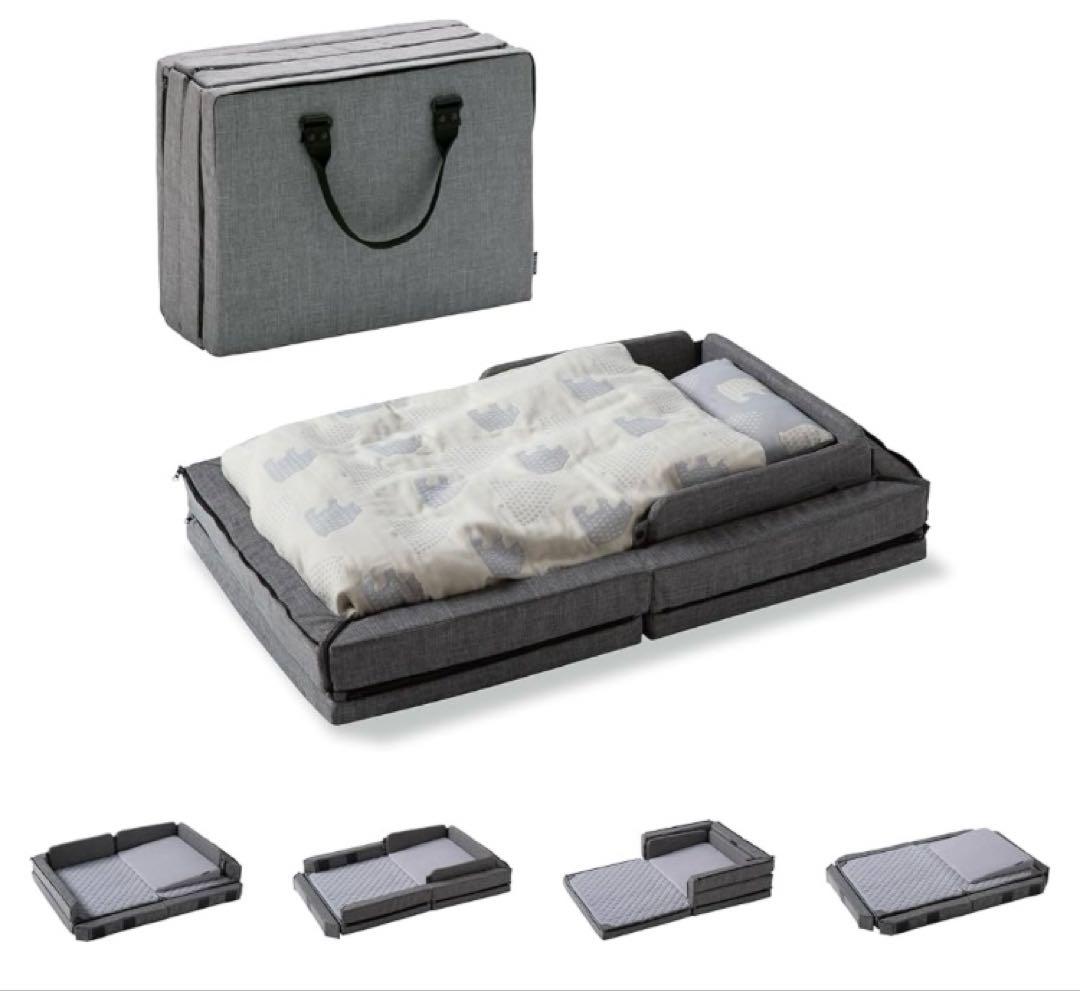 【美品】farska コンパクトベッドセット＋敷きパッド(ホワイト)