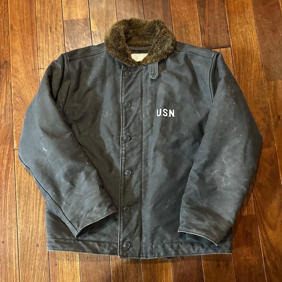 HOUSTON N-1 デッキジャケット 38 ヤレ感 フェード 40s 50s