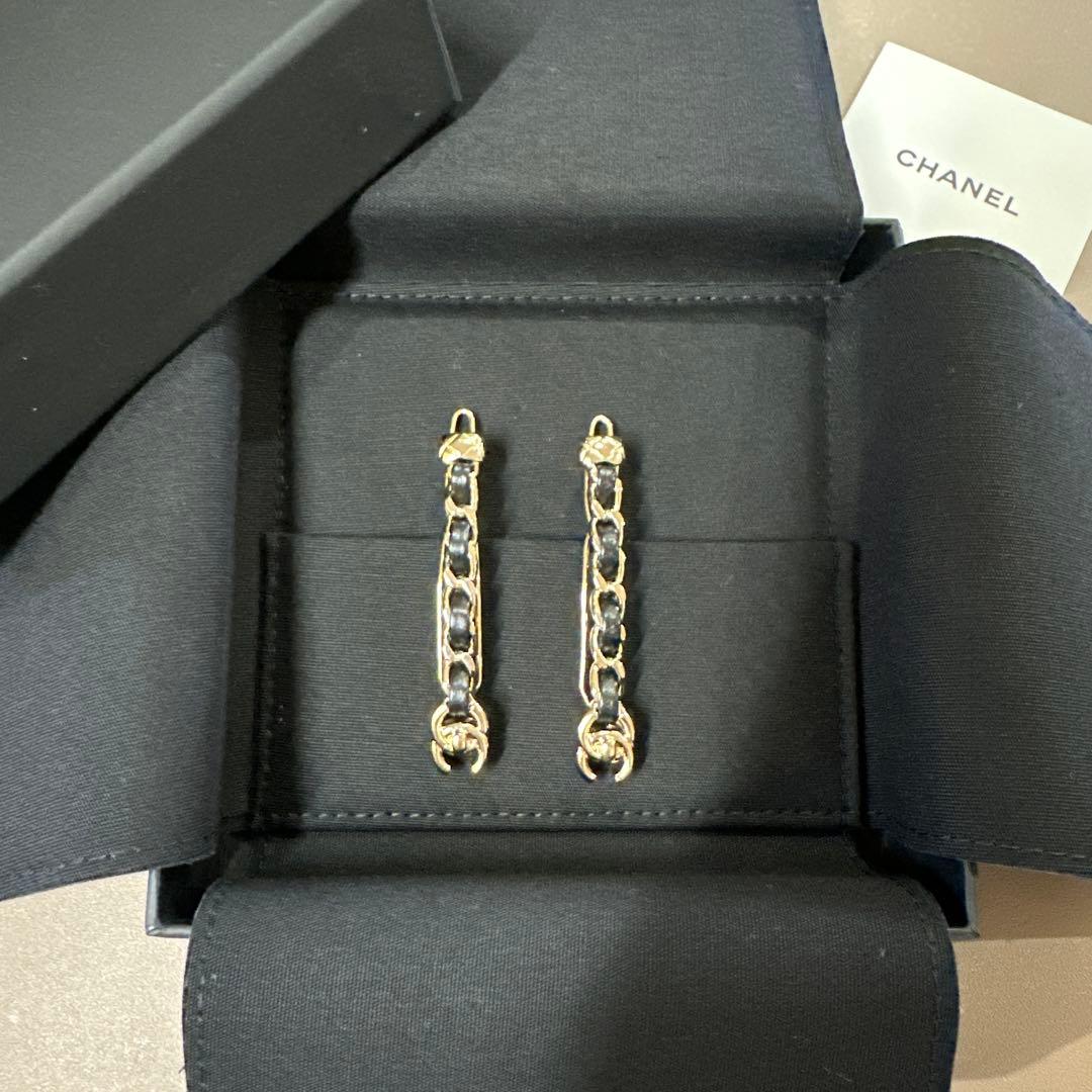 CHANEL シャネル チェーン ヘアピン ゴールド/ブラック 2点セット