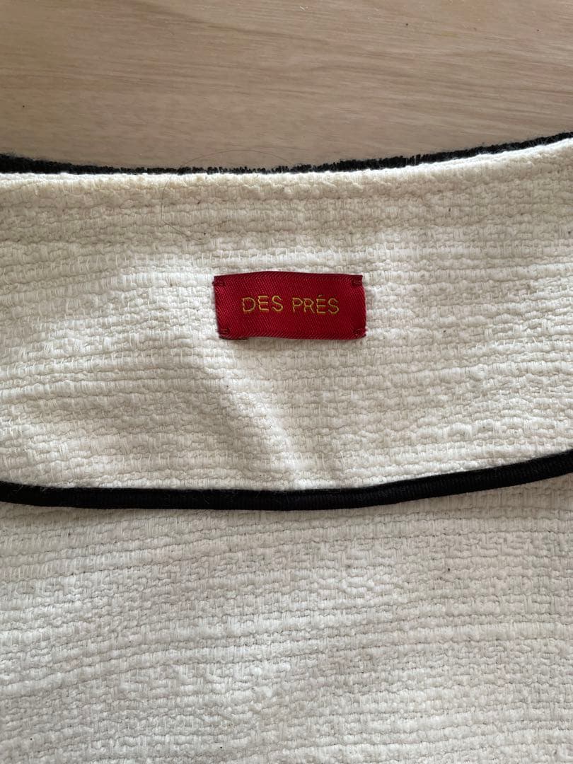 DES PRES コットンナイロンツイード ノーカラーショートコート