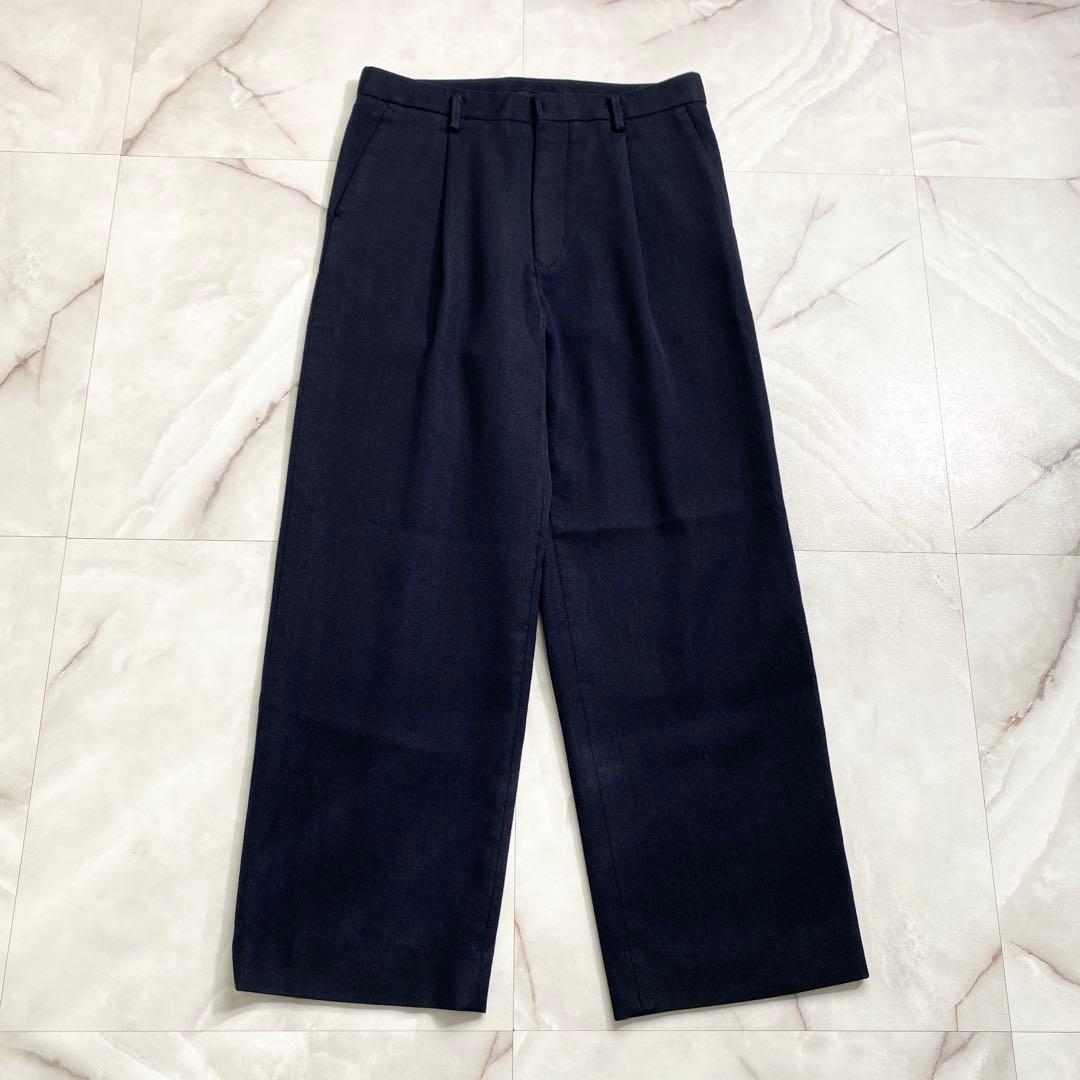 A18563 美品 Hビューティ&ユース ダブルクロスパンツ ネイビー M