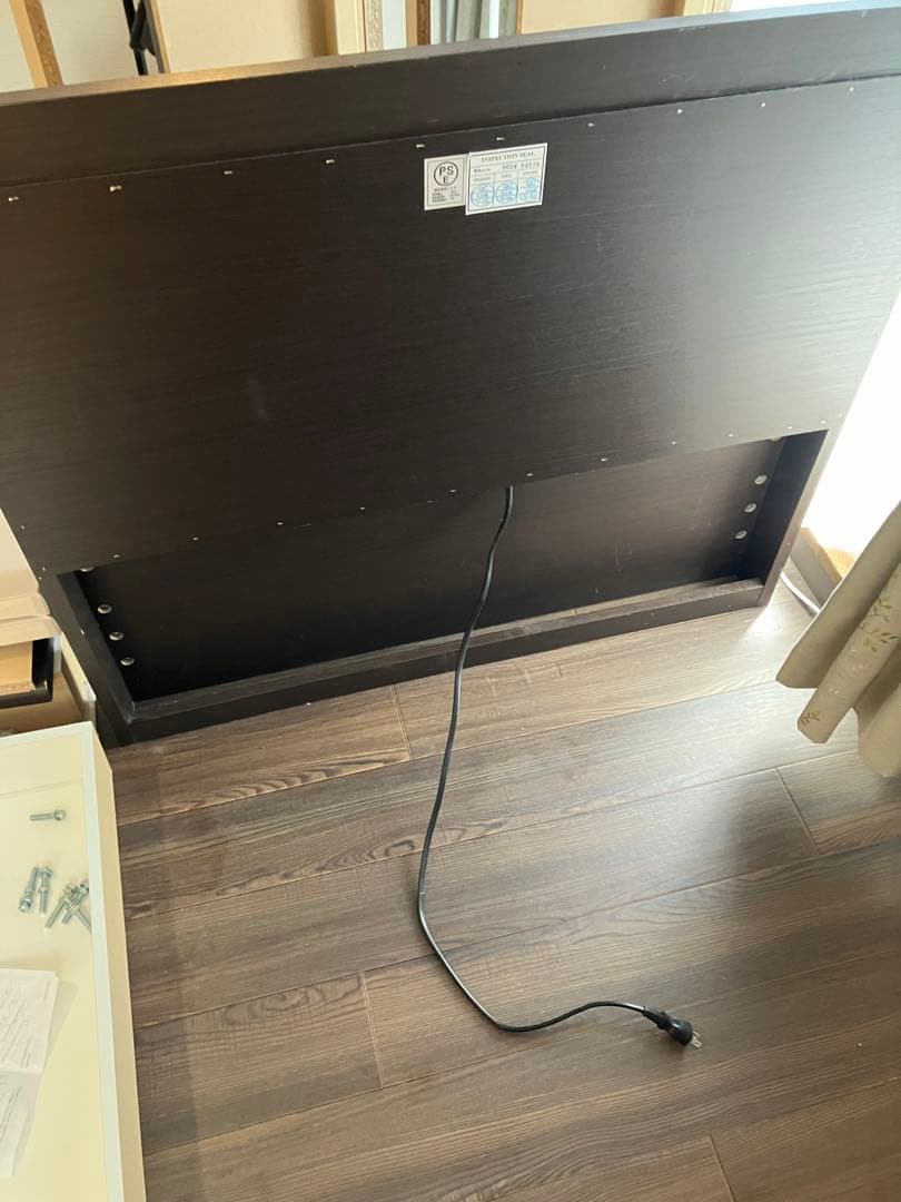 NITORI ベッドフレームシングル・ダークブラウン色 収納2口＋コンセント付き