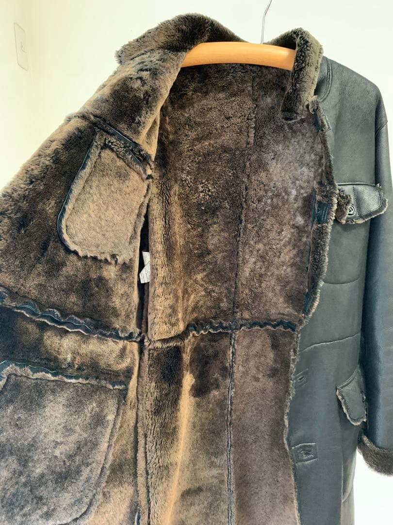 ダックス リアルムートン ロングコート ブラック 48 羊革 本革