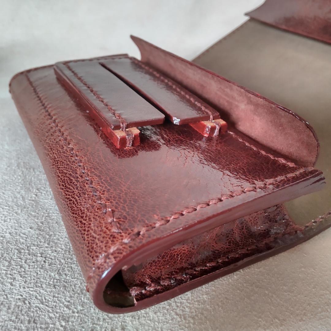 手巻きたばこ 三つ折りシャグポーチ（茶色）高級姫路レザー使用 一点物S-57HC