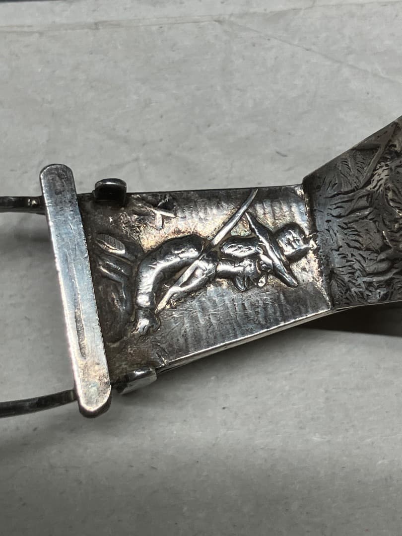 ヴィンテージ 刻印 レリーフ 剣 羊 ミニチュア シルバー 手押し車 荷車