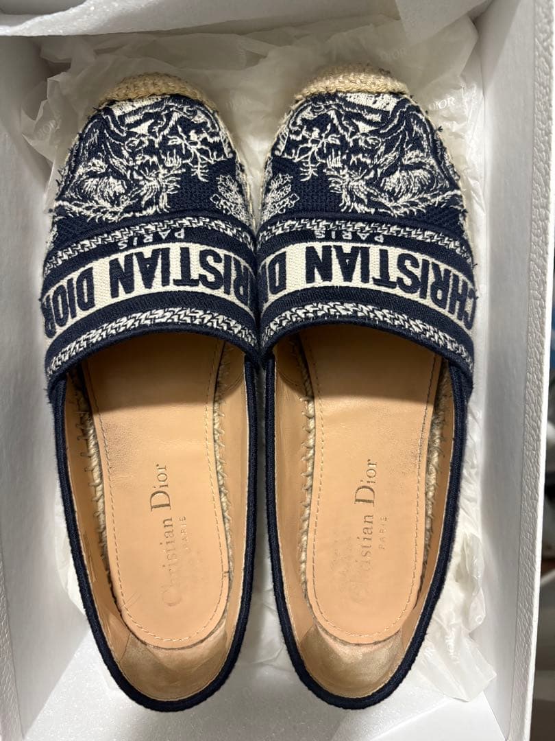 Christian Dior エスパドリーユ ネイビー/ホワイト