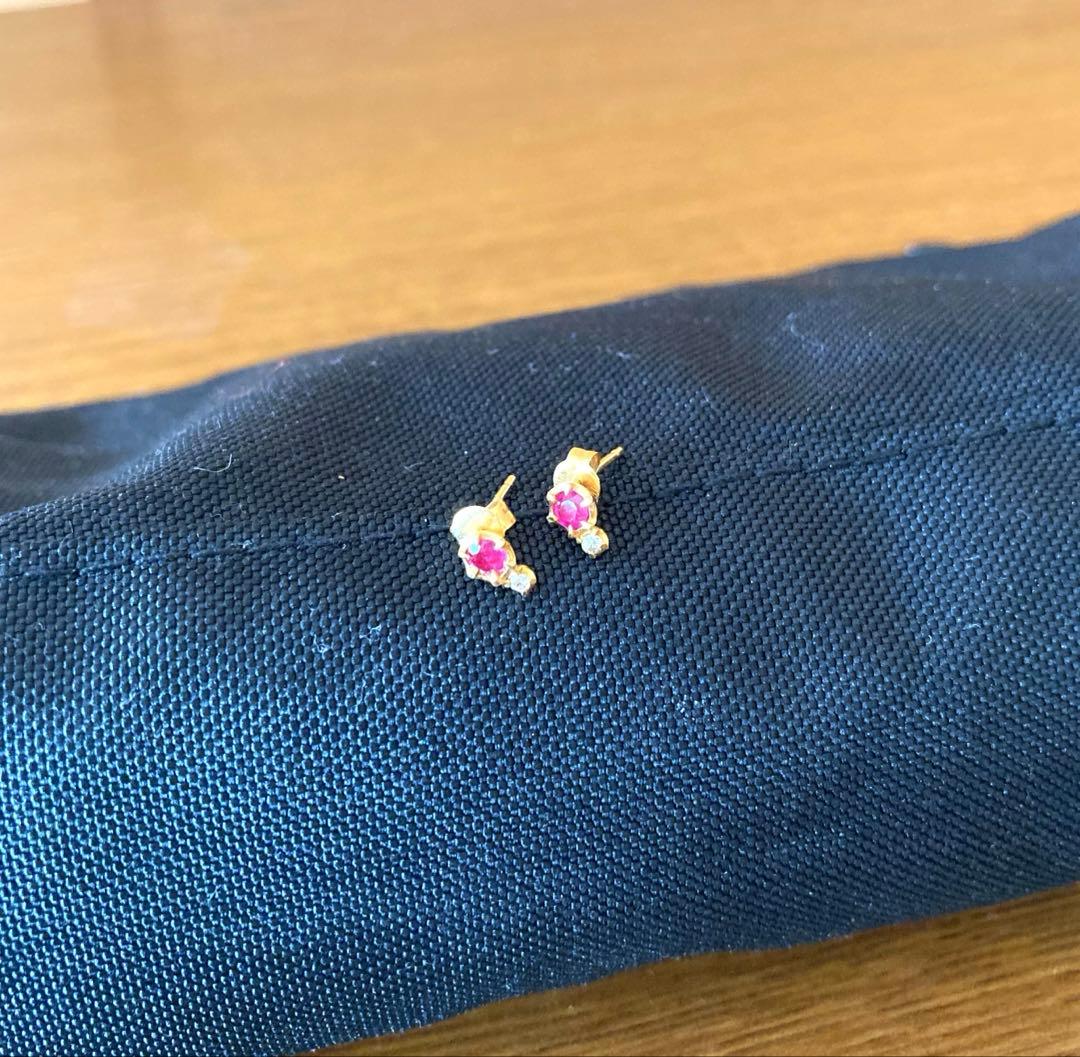 4℃ ルビー　ダイヤ　ゴールドピアス